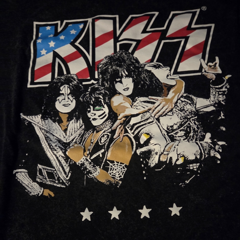Vtg KISS Liquid Blue Band Tee Size 3x 4x Black T Shirt Rock Music Rare  Unisex